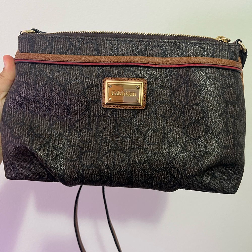 Calvin Klein brown cross body purse